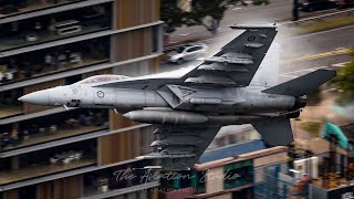 Riverfire 2022  RAAF FA18 Super Hornets flying through Brisbane CBD [upl. by Acirea496]