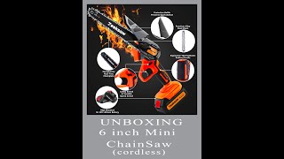 UNBOXING 6 inch Mini Lightweight Cordless Versatile and Powerful Handy Chainsaw  Zeeksaw [upl. by Nednyl931]