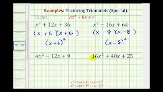 Ex Factor Perfect Square Trinomials [upl. by Cacilie132]