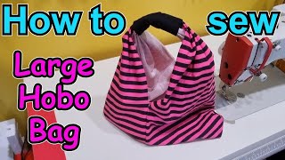 How to sew a large bohohobo style knitting bag Very easy beginner sewing project [upl. by Nahtanod191]