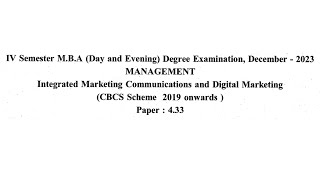 Integrated Marketing Communications and Digital Marketing 2023 Question Paper [upl. by Dualc]