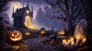 Haunted Graveyard Halloween Ambience with Spooky and Relaxing Sounds [upl. by Eerrahs]