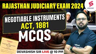 Negotiable Instruments Act 1881 MCQs for Rajasthan Judiciary 2024 Exam  Devashish Sir [upl. by Harper]