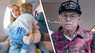 Mother Gives Up Plane Seat For Veteran Turns Pale When She Realizes Who He Is [upl. by Kurt]