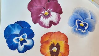 watercolour pansies Tutorial for beginners [upl. by Ydde]