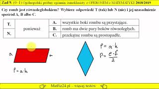 Zadanie 9 Czy jest to równoległobok Egzamin próbny ósmoklasisty z OPERONEM 20182019 [upl. by Auhsuj]