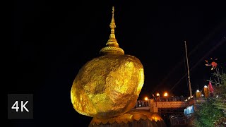 Kyaiktiyo Pagoda 4K Walking Ambience at Night Myanmar [upl. by Nylirem]