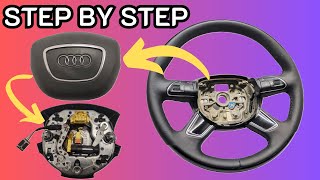 How to Safely Remove Audi Steering Wheel Airbag  A4 A6 A8 Q5 Q7 [upl. by Faunia]