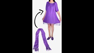 How to transform old scarf into a style dress easily Miarti 🧵✂️ [upl. by Lemaceon]