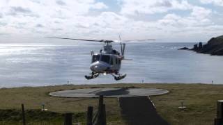 Atlantic Airways Helicopter taking off from Mykines Island Heliport [upl. by Eycal]