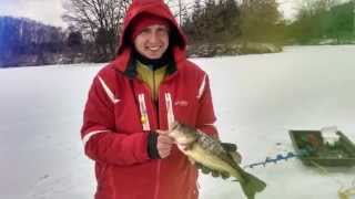 Ice Fishing Video Short Awesome Film Bluegill amp Bass 111714 [upl. by Sankaran]