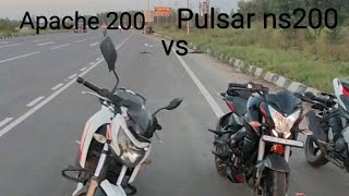 TVs Apache rtr200 vs Pulsar ns200 Drag RacePk Rider [upl. by Lari883]