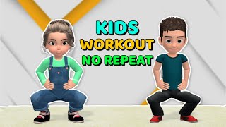 QUICK FULL BODY KIDS WORKOUT NO REPEAT [upl. by Genevieve]