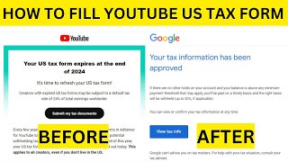 Your US tax form expires at the end of 2024  How To Fill Youtube US tax form  US tax form [upl. by Ettenot]