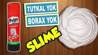 Borakssız Tutkalsız Pritt Katı Yapıştırıcı ile Pofuduk Slime ♡ Traş Köpüğü ve Prittle Slime Yapımı [upl. by Aicilec835]