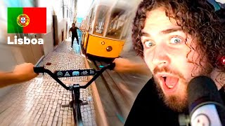 Ele percorreu Lisboa inteira numa bicicleta SEM TRAVÕES [upl. by Sukramaj]