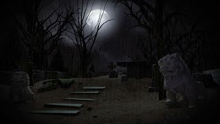 Haunted Cemetery  Horror Ambience  Autumn Rain Distant Thunder And Scary Sounds [upl. by Nomma497]