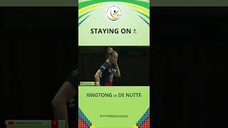 This perfectly placed shot from Chen Xintong 🤩 ITTFWorlds2023 Durban2023 [upl. by Knitter]