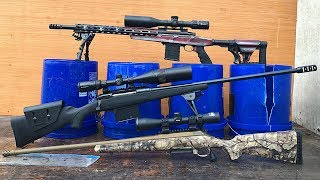 308 vs 65 Creedmoor vs 338 Lapua vs Buckets of Water [upl. by Oal314]