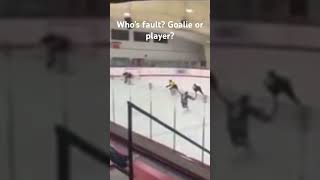 Massive hit on the goalie goalie hit hockey funny destroyed eagles hockeyvideos [upl. by Nahshu833]