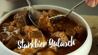 Deftiges SchweineGulasch mit Starkbier Gourmondo Einfach besser machen [upl. by Nnasor]