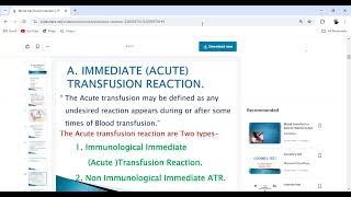 Acute Blood transfusion Reactions  Blood Banking  Transfusion Reactions complications  Lec 1 [upl. by Plumbo]