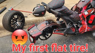 CanAm Ryker How to change the rear tire First Ryker flat tire [upl. by Brett440]