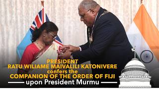 President of Fiji confers the Companion of the Order of Fiji upon President Droupadi Murmu [upl. by Muir]