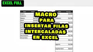 MACRO PARA INSERTAR FILAS INTERCALADAS EN EXCEL ✅macro exceltutorial [upl. by Leddy]