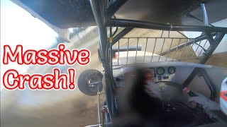 Tanner Holmes Massive Crash  Skagit Speedway  Full Sprint Car Onboard  June 18th 2020 [upl. by Eelahs]