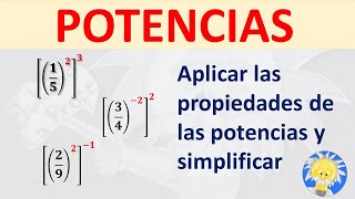 POTENCIACIÓN con FRACCIONES y Simplificación  Fracciones con doble exponente  Juliana la Profe [upl. by Wolliw]