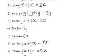 Graad 8 Algebra gelyksoortige terme [upl. by Krm476]