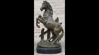 Vintage Horse Figurine Metal Rearing Wild Pony Equine Collectible Bronze Figure YDW166 [upl. by Eatnod]