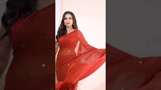 Mulcotton chumki saree In red shade tussels attached [upl. by Marty]