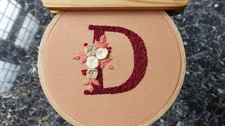 Easy Hand Embroidery  Stitching Embroidered Alphabetic Letters Part One  Letter D  Artometry [upl. by Anurb]