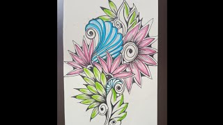 flower zentangle art  easy zentangle  zentangle tutorial zentangleartpatterndrawing howtodraw [upl. by Wil]