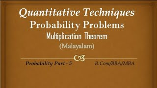 Multiplication Theorem of Probability  Malayalam [upl. by Pandolfi641]