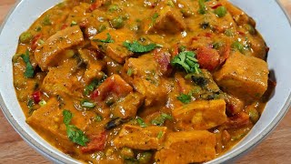 CREAMY MUSHROOM TOFU CURRY VEGAN WITH RED BELL PEPPER  Tofu Recipe Indian Style [upl. by Yran925]