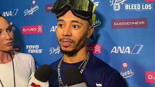 Dodgers postgame Mookie Betts discusses NL West clinch Shohei Ohtani in postseason and more [upl. by Linnet]