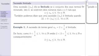 Matemática 11  Sucessões  Aula 3 Sucessões limitadas [upl. by Eusebio]