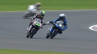 Fenati and Ajo clash in Moto3 warmup [upl. by Anilecram877]