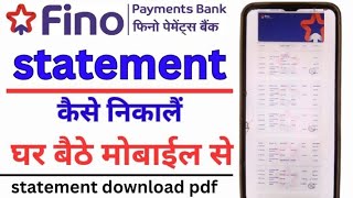 Fino Payment bank statement download in pdf format how to download statement in fino bank fino [upl. by Enovi]