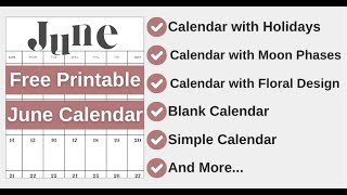 June 2024 Calendar with Holidays  Free Printable 2024 calendar june2024 [upl. by Campman]