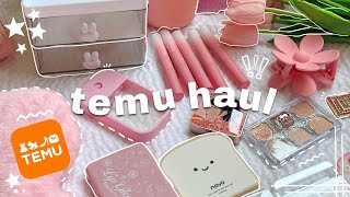 Huge Temu Unboxing 🧸🎀  ASMR Aesthetic  🫧 temu makeup bags cute finds [upl. by Whitehouse837]