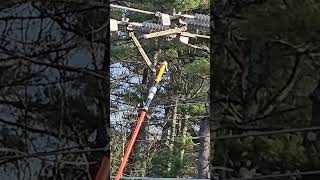 Manual high voltage disconnect open with load break  aerial hot stick linework [upl. by Lupien]