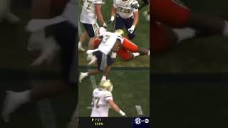 Georgia Tech RB Trey Cooley has his facemask pulled then gets POPPED 😳 shorts [upl. by Nitsirhc467]