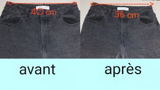 comment resserrerajuster la taille ďun pantalon jeans 👖كيفية تصغير سروال جينز [upl. by Nigem]