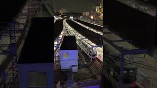 枚方モール5階テラスから枚方市駅ホームの京阪電車が発車する夜景の様子を撮ってみた shorts [upl. by Flory17]