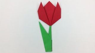 Easy Origami Paper Tulip 🌷 Flower Tutorial  How to Make Origami Paper Flowers 🌷  Easy Crafts DIY [upl. by Korten]