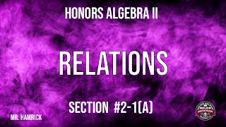 Honors Algebra II Section 21a quotRelationsquot [upl. by Rednasela98]